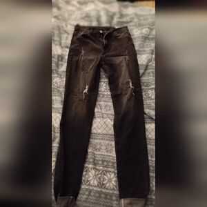 SHEIN Black Ripped Skinny Jeans